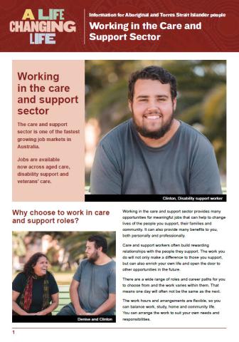 Cover of Working in the Care and Support Sector