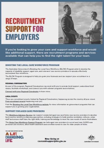 Recruitment support for employers cover
